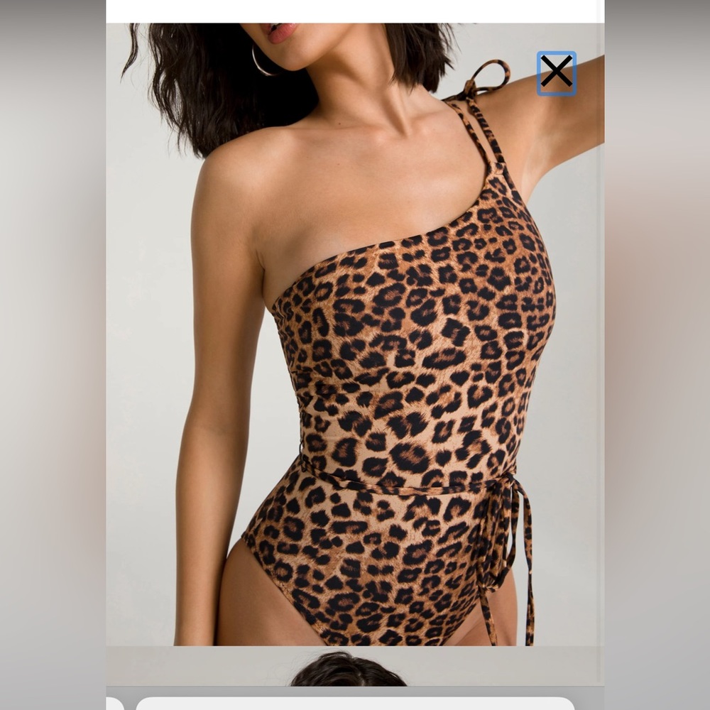 Good American leopard print swim suit